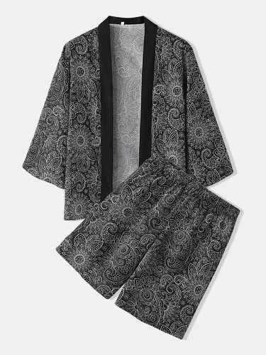 Ethnic Style Paisley Pattern Lounge Sets Kimono Tops and Knee Length Shorts Homewear for Men - Newchic - Modalova