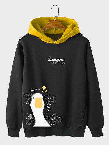 Sweats à capuche contrastés amples imprimés de lettres de canard de dessin animés - ChArmkpR - Modalova