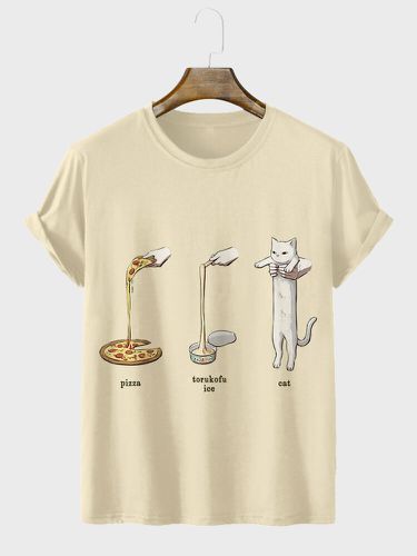 T-shirts à manches courtes et col ronds, motif de chat de dessin animé - Newchic - Modalova