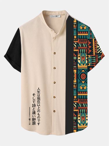 Chemises à manches courtes en velours côtelé à imprimé géométrique japonaiss - ChArmkpR - Modalova
