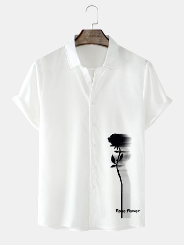 Chemises à manches courtess Rose Shadow Side Print Lapel Street - Mensclo - Modalova