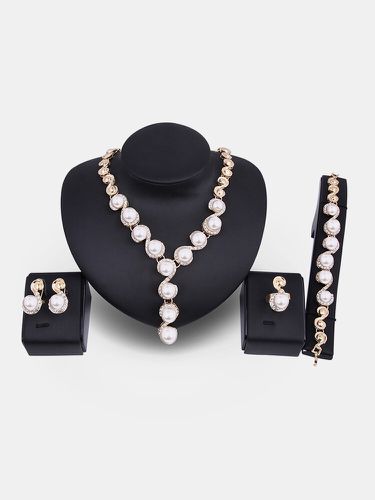 K or collier perle boucles d'oreilles bague strass mariage partie bijoux ensemble cadeau pour les s - Newchic - Modalova