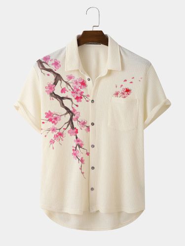 Chemises à manches courtes à ourlet haut-bas imprimé fleurs de cerisiers - Newchic - Modalova