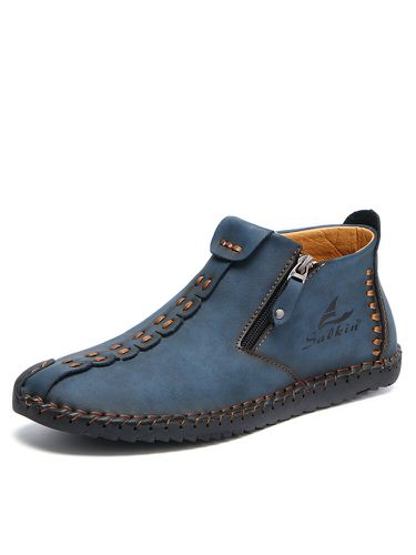 Salkin Men Side Zipper Hand Stithcing Soft Comfy Slip On Ankle Boots - Menico - Modalova