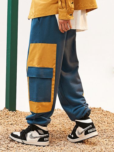 Pantalon ample avec poche cargo et coutures contrastéess - Newchic - Modalova