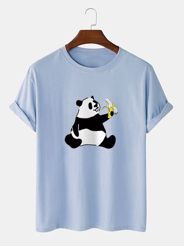 Banane de dessin animés Panda T-shirt décontracté à manches courtes 100 % coton imprimé - Newchic - Modalova