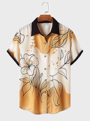 Chemises à manches courtes boutonnées à imprimé floral ombrés - Newchic - Modalova