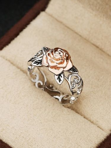 Bague de fiançailles en alliage rétro vintage en or rose 14K avec fleur creuse - Newchic - Modalova