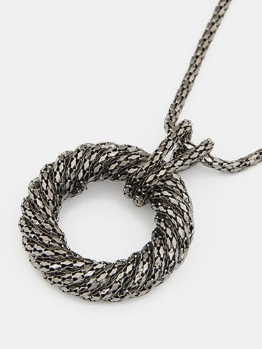 Pendentif à la mode Long collier en métal grand cercle anneau pendentif chaîne de chandail bijoux vintage - Newchic - Modalova