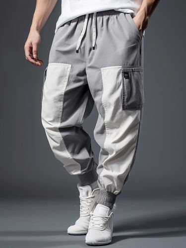 Pantalon à taille ample avec cordon de serrages, Patchwork contrasté, décontracté, hiver - ChArmkpR - Modalova