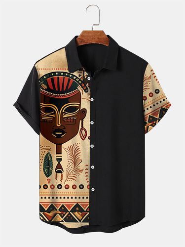 Chemises à manches courtes ethniques patchwork à motif de figures tribaless - ChArmkpR - Modalova