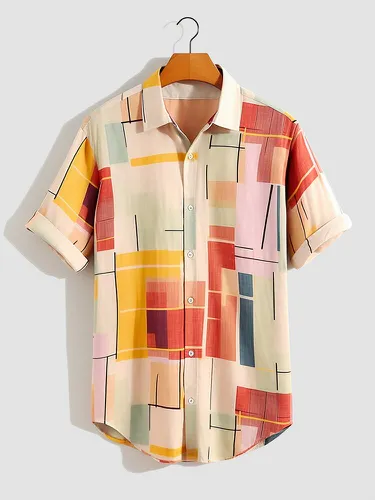 Colorful Chemises à manches courtes à imprimé géométrique Line - ChArmkpR - Modalova