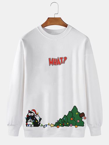 Sweat-shirt décontracté à col rond imprimé lettre élément de Noëls - ChArmkpR - Modalova