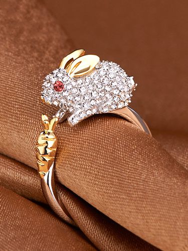 Bague élégante zodiaque chinoise plaquée or motif animaux mignons anneau d'argent mariage avec diamants cadeau pour fill - Newchic - Modalova