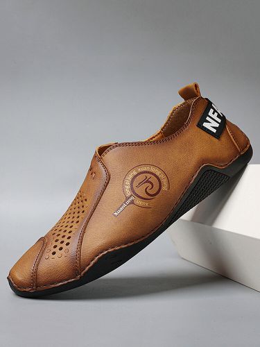 Men Hole Microfiber Leather Non Slip Casual Slip On Shoes - Menico - Modalova
