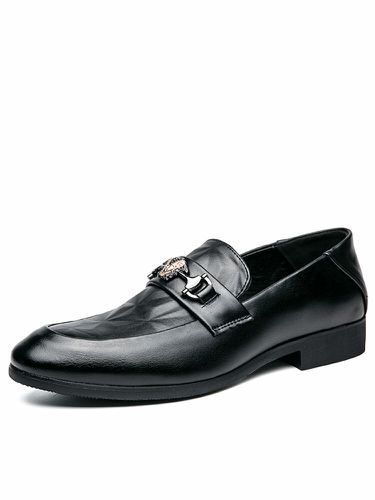 Men Microfiber Leather Slip On Business Dress Loafers - Newchic - Modalova