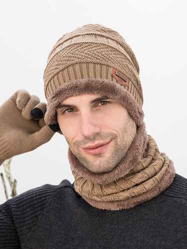 S 3 pièces couleur unie garder au chaud ensembles mode décontracté laine chapeau bonnet écharpe gants complets - Newchic - Modalova
