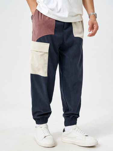 Pantalon de taille à cordon de serrage en velours côtelé patchworks - ChArmkpR - Modalova