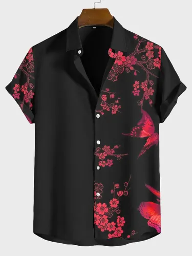 Chemises à manches courtes en patchwork imprimé prune chinoises - Newchic - Modalova