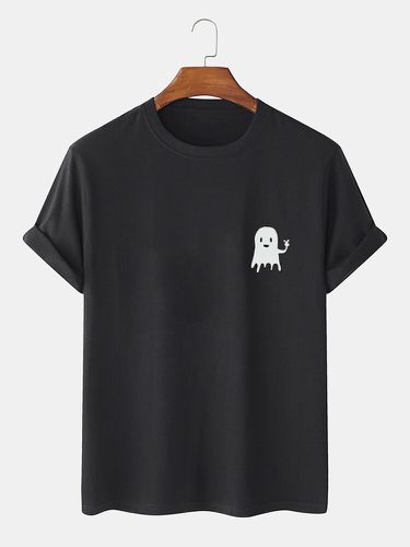 T-shirts décontractés à manches courtes 100 % coton Halloween Cartoon Ghost Print - Mensclo - Modalova