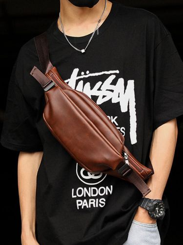 Men PU Leather Anti-theft Crossbody Bag Chest Bag Sling Bag - Newchic - Modalova