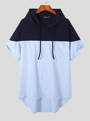 Chemise à capuche avec poche à blocs de couleurss - INCERUN - Modalova