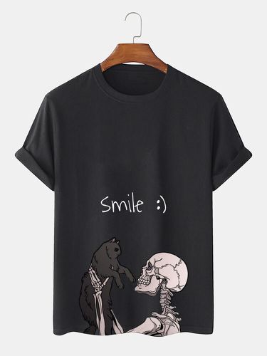 T-shirts à manches courtes et col rond imprimé crâne d'animal de dessin animés - Newchic - Modalova