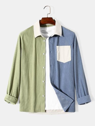 Chemises à manches longues boutonnées en patchwork contrastés - Mensclo - Modalova