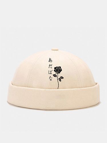 Unisex Polyester Cotton Rose Japanese Pattern Print All-match Brimless Beanie Landlord Cap Skull Cap - Collrown - Modalova