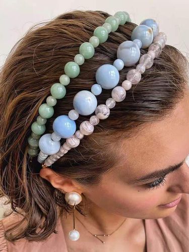 Accessoires de cheveux de bandeau perlé de perles rondes de couleur bonbon simples à la mode - Newchic - Modalova