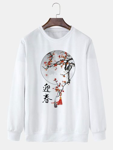 Sweat-shirt à col ras du cou, imprimé Floral, nœud chinois, hiver - Newchic - Modalova