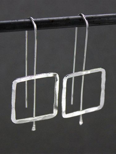 Boucles d'oreilles pendantes carrées plaquées argent vintage Bijoux simples géométriquess - Newchic - Modalova