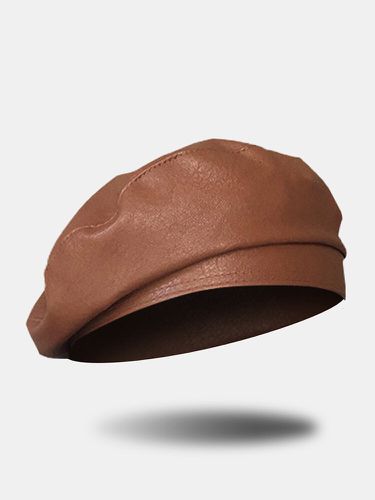 S PU Couleur Unie Réglable Élastique Bande All-match Painter Hat Beret - Newchic - Modalova