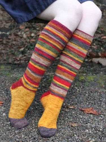 Chaussettes en coton à rayures de couleurs - Newchic - Modalova