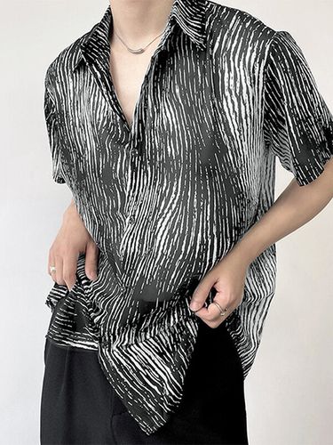 Chemise à manches courtes à revers à rayures aquarelles - INCERUN - Modalova