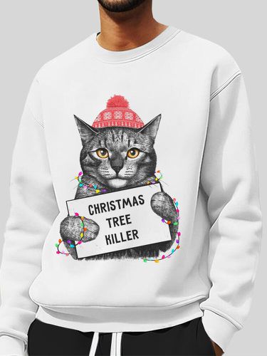Sweat-shirt à col rond avec motif chat de Noëls - ChArmkpR - Modalova
