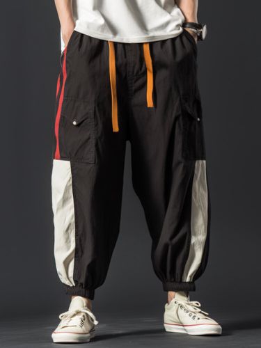 Pantalon Cargos, bloc de couleurs, Patchwork, ample, cordon de serrage, taille, hiver - ChArmkpR - Modalova