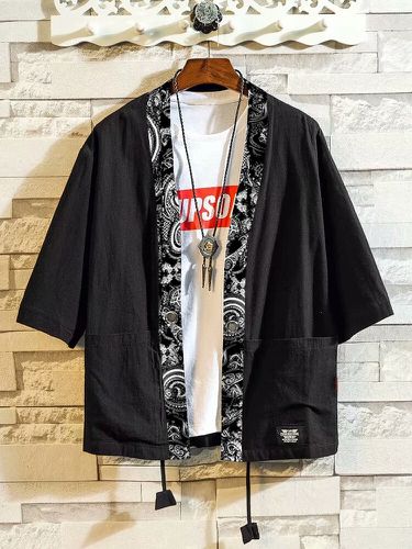 Kimono à manches mi-longues ouvert sur le devant avec motif ethnique patchwork - Newchic - Modalova