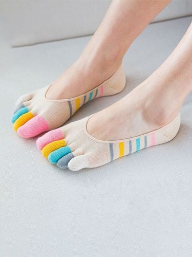 Women Breathable Sweat Rainbow Five Toes Boat Sock Anti-skid Comfortable Invisibility Ankle Socks - Newchic - Modalova