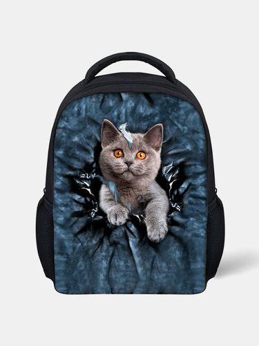 Animal créatif dessin animé mignon chat style décontracté sac à dos cartable - Newchic - Modalova