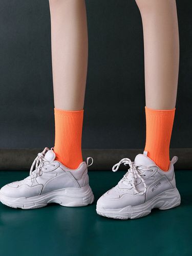 Women's Cotton Double Needle Stack Pile Socks Fluorescent Socks Sweat Absorption - Newchic - Modalova