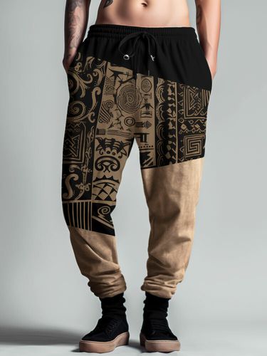 Pantalon de taille ample à cordon de serrages, motif tribal ethnique, patchwork - ChArmkpR - Modalova