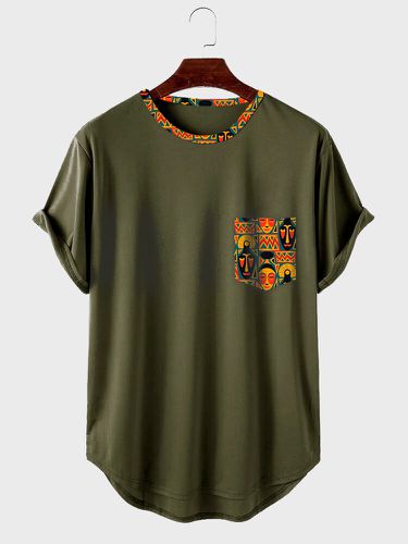 T-shirts à manches courtes avec ourlet incurvé et motif ethniques - Newchic - Modalova