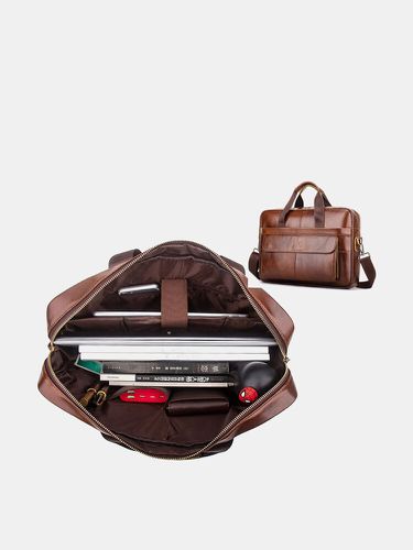 S en cuir véritable étanche multi-poches 15,6 pouces sac d'ordinateur portable porte-documents sac à main d'affaire - laoshizi - Modalova