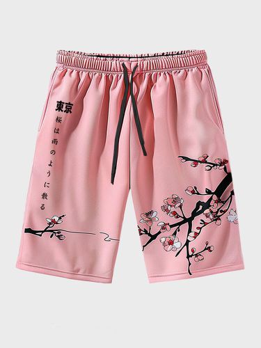 Short décontracté imprimé fleurs de cerisier japonaiss avec poches latérales - Newchic - Modalova