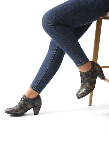 Scocofy Chaussures Oxfords en cuir véritable Casual Retro Patchwork Floral Heels - Socofy - Modalova