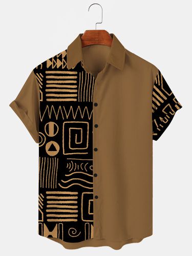 Chemises à manches courtes imprimées à la main en patchwork ethniques - ChArmkpR - Modalova