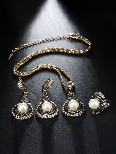 Pièces Vintage en forme de gourde s ensemble de bijoux perle cristal collier réglable anneau boucles d'oreilles k - Newchic - Modalova