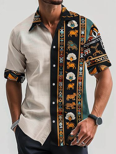 Chemises décontractées à manches courtess en patchwork à motif d'animaux ethniques - Newchic - Modalova
