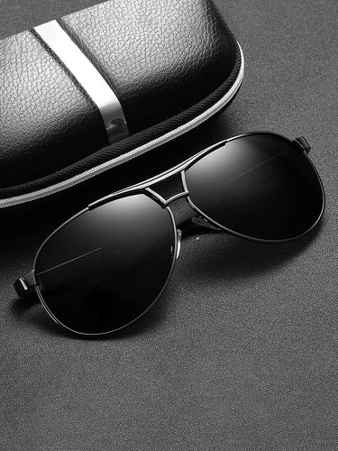 Men's Metal Large Frame Sunglasses Frog Mirror Driver Polarized Sunglasses - Newchic - Modalova
